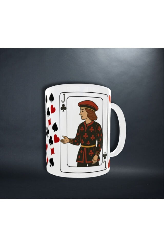 İSKAMBİL TEMALI KUPA KIZI VE SİNEK VALESİ FİGÜRLÜ SEVGİLİLER İÇİN ÇİFT KUPA