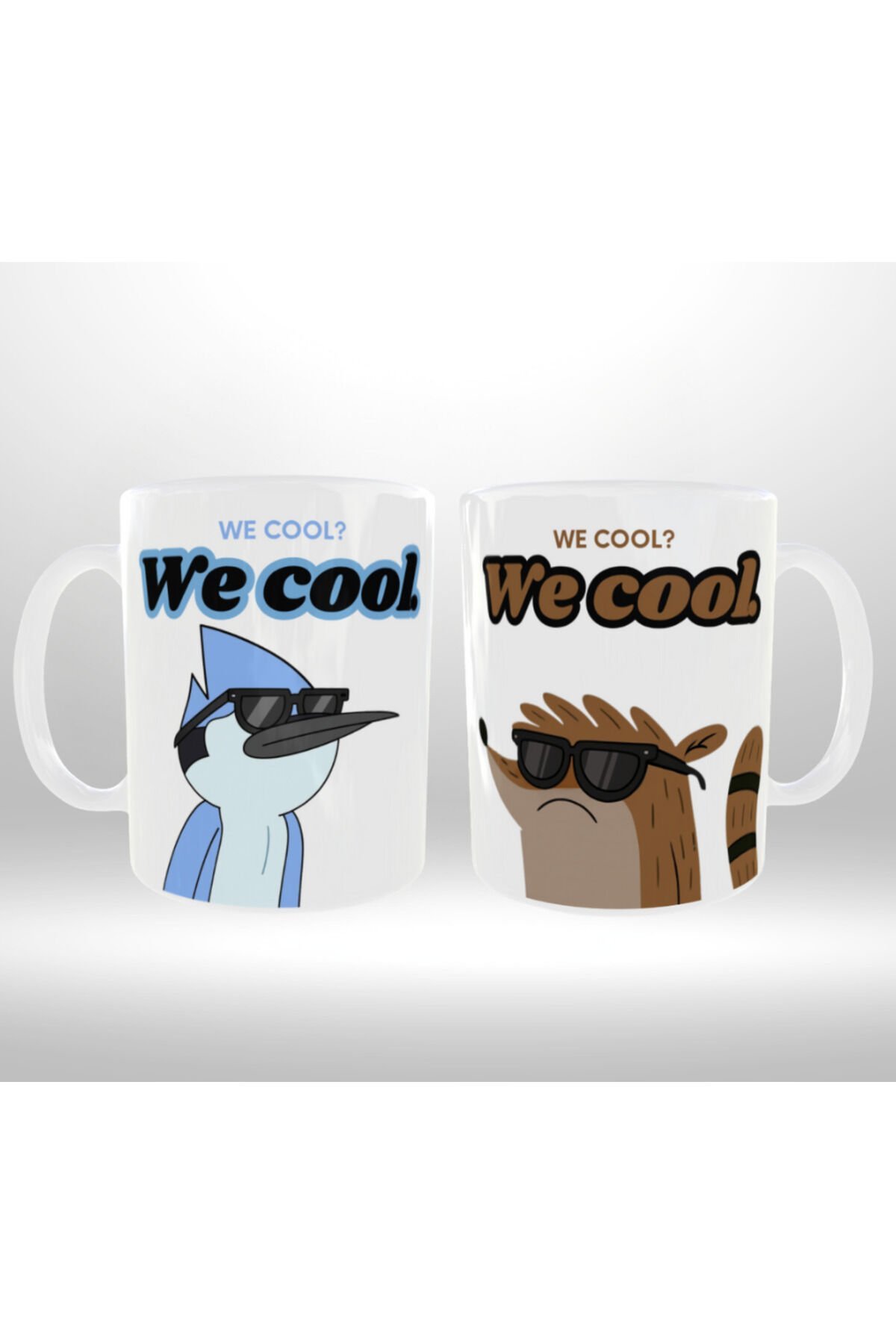 REGULAR SHOW TEMALI ''WE COOL? WE COOL'' YAZILI MODERN TASARIM İKİLİ KANKA KUPA