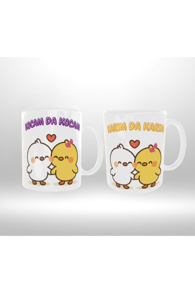 ''KOCAM DA KOCAM ,KARIM DA KARIM'' YAZILI İKİLİ TASARIM KUPA