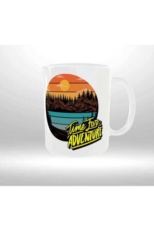 DOĞA KAMP TEMALI ''TIME TO ADVENTURE'' YAZILI TASARIM KUPA 2