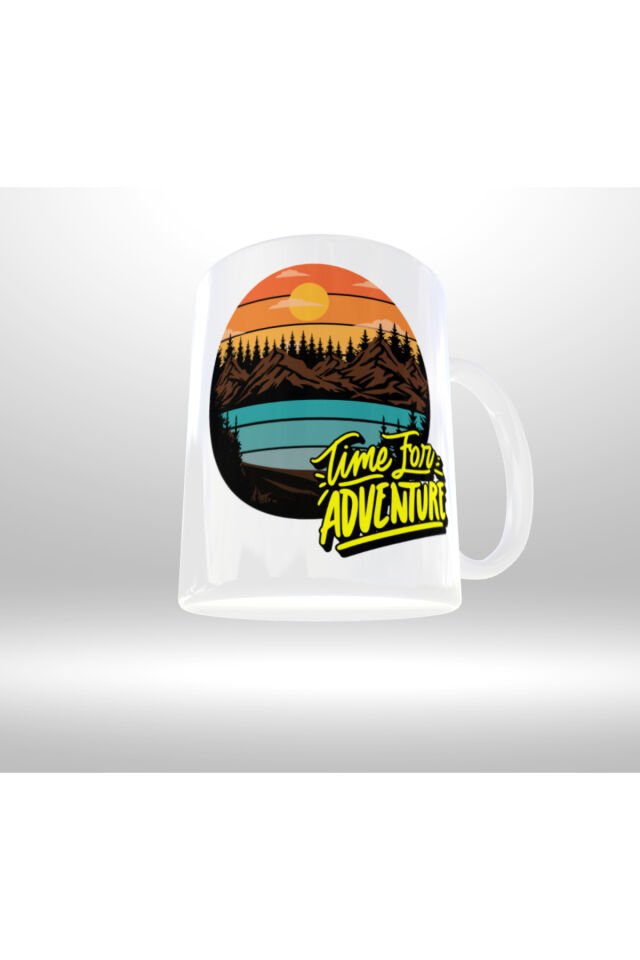 DOĞA KAMP TEMALI ''TIME TO ADVENTURE'' YAZILI TASARIM KUPA 2