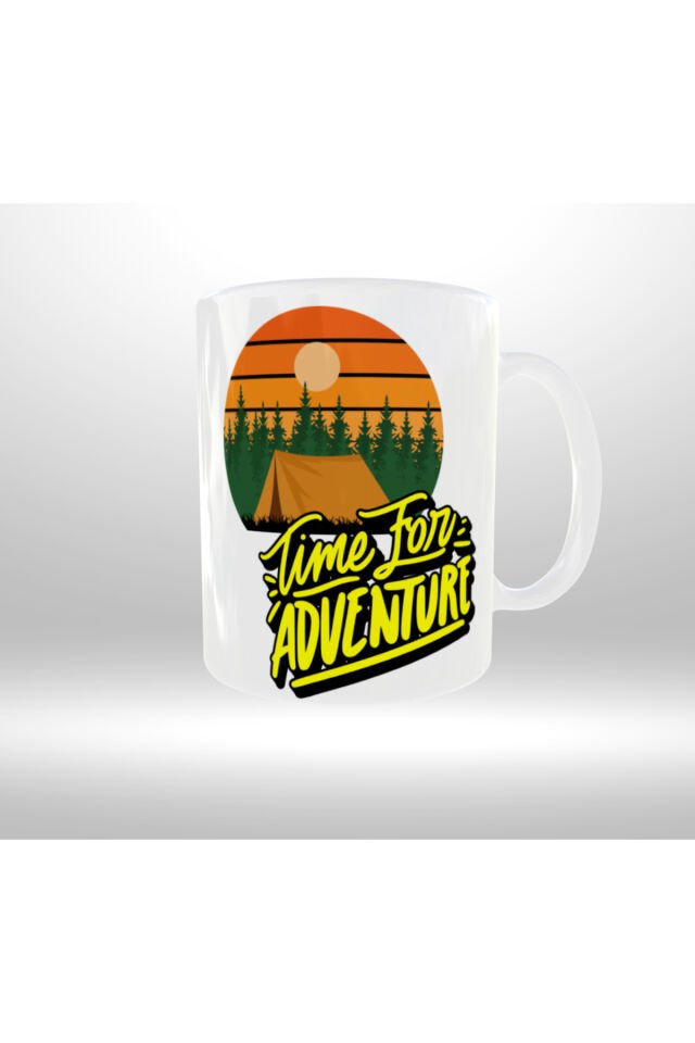 DOĞA KAMP TEMALI ''TIME TO ADVENTURE'' YAZILI TASARIM KUPA