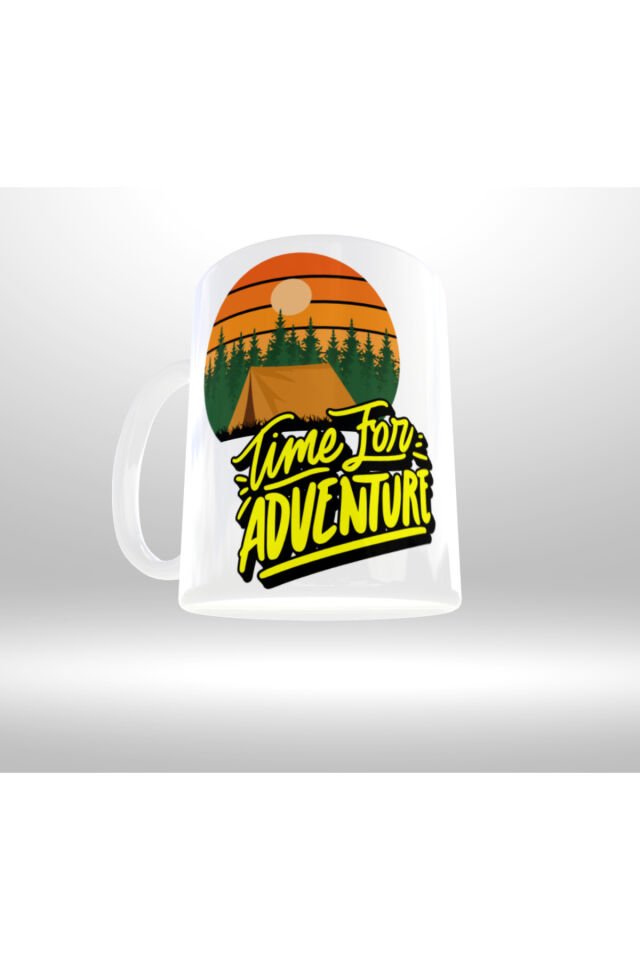 DOĞA KAMP TEMALI ''TIME TO ADVENTURE'' YAZILI TASARIM KUPA