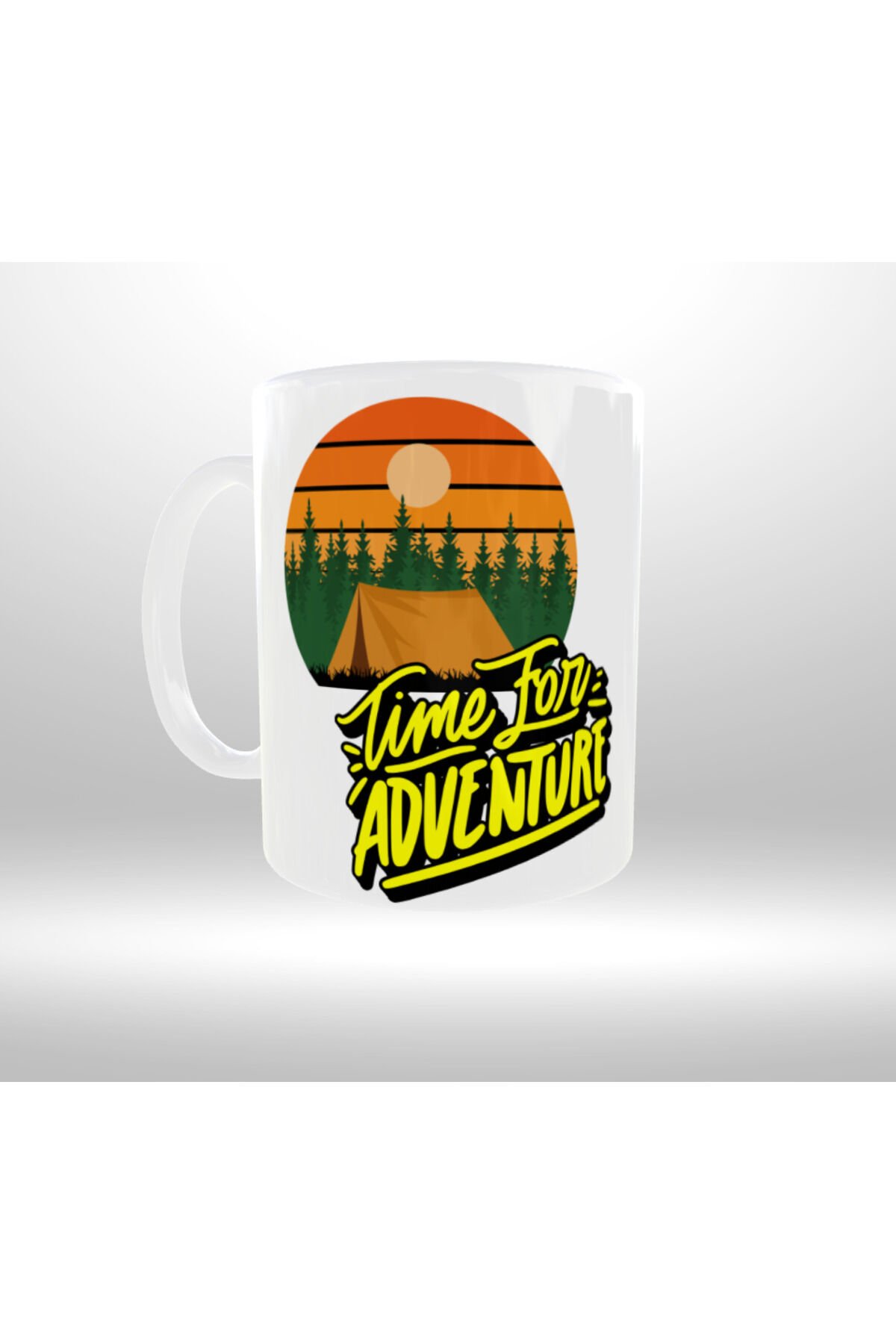 DOĞA KAMP TEMALI ''TIME TO ADVENTURE'' YAZILI TASARIM KUPA