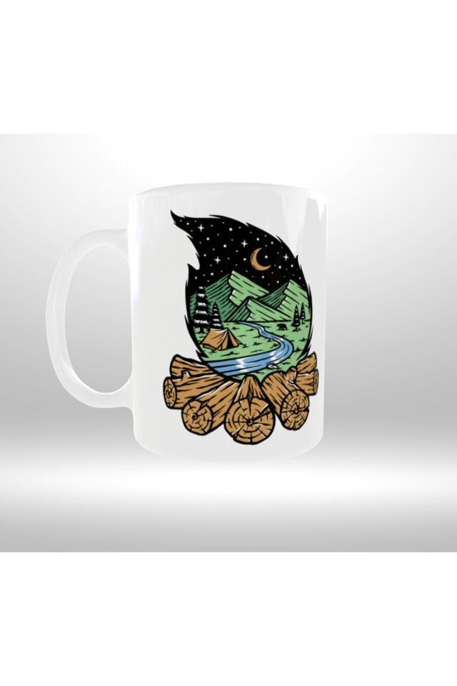 KAMP ATEŞİ TEMALI ''MASTER OF THE CAMPFIRE'' YAZILI TASARIM KUPA