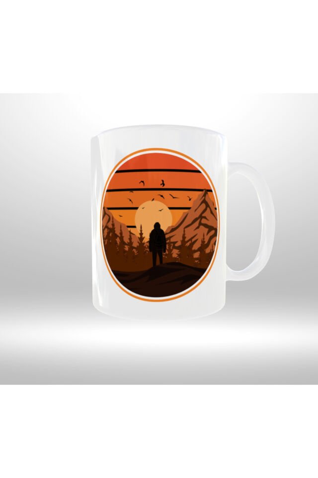 KAMP DOĞA YÜRÜYÜŞÜ TEMALI RETRO TASARIM KUPA 3