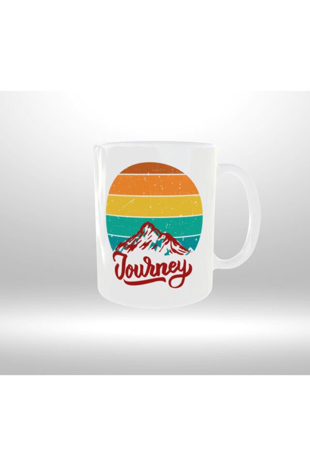 KAMP-DOĞA TEMALI ''JOURNEY'' YAZILI RETRO TASARIM KUPA