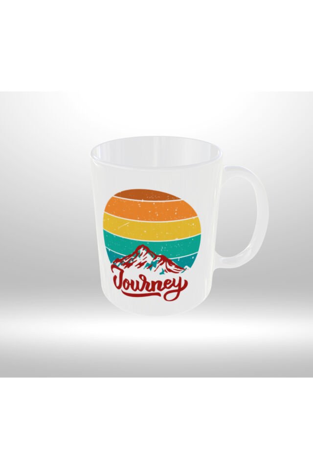 KAMP-DOĞA TEMALI ''JOURNEY'' YAZILI RETRO TASARIM KUPA