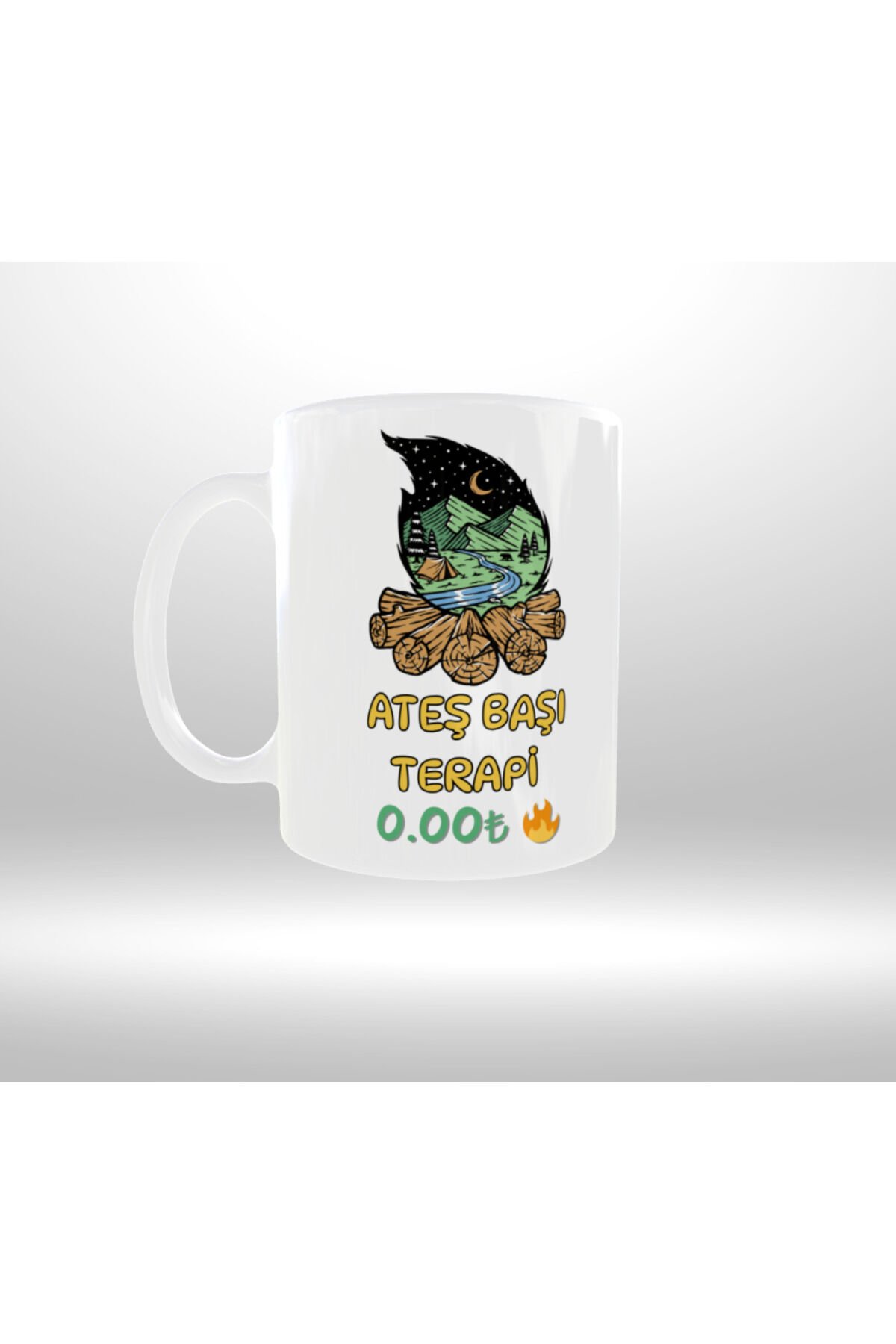 KAMP TEMALI ''ATEŞ BAŞI TERAPİ'' YAZILI TASARIM KUPA 2