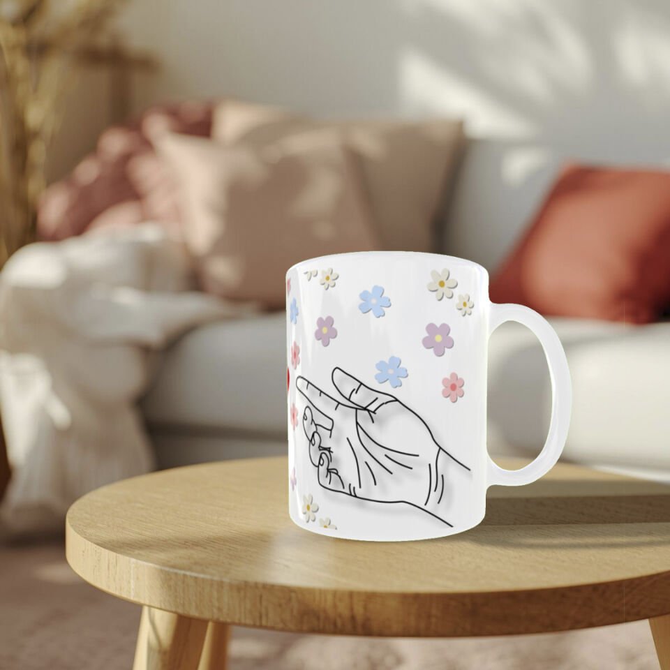 Çiçek ve El İllüstrasyonlu Sanatsal Tasarım Hediye Kupa Bardak