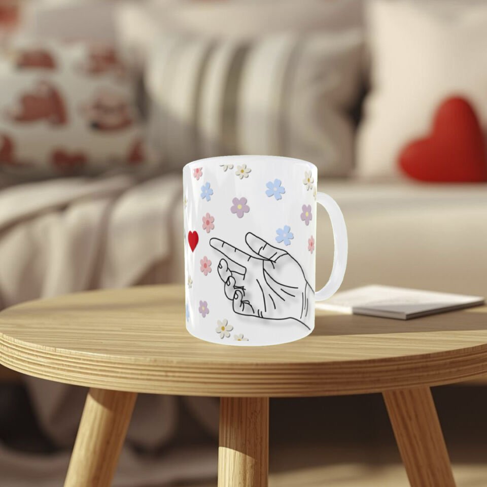 Çiçek ve El İllüstrasyonlu Sanatsal Tasarım Hediye Kupa Bardak