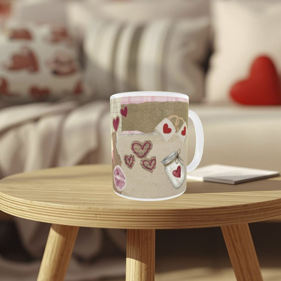 Vintage Tasarım Aşk İksiri ve Mektup Temalı Sevgiliye Hediye Kupa Bardak