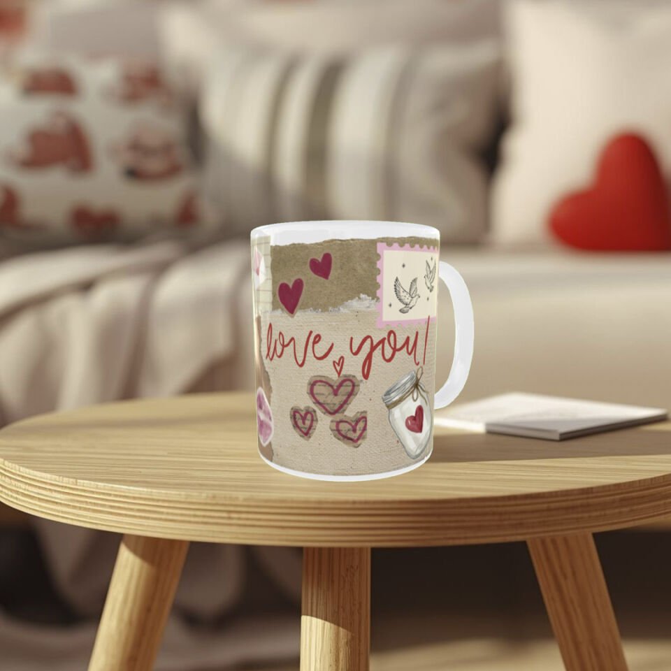 Eros (Aşk Meleği) Tasarımlı Porselen Kupa Romantik Sevgililer Günü Kupası