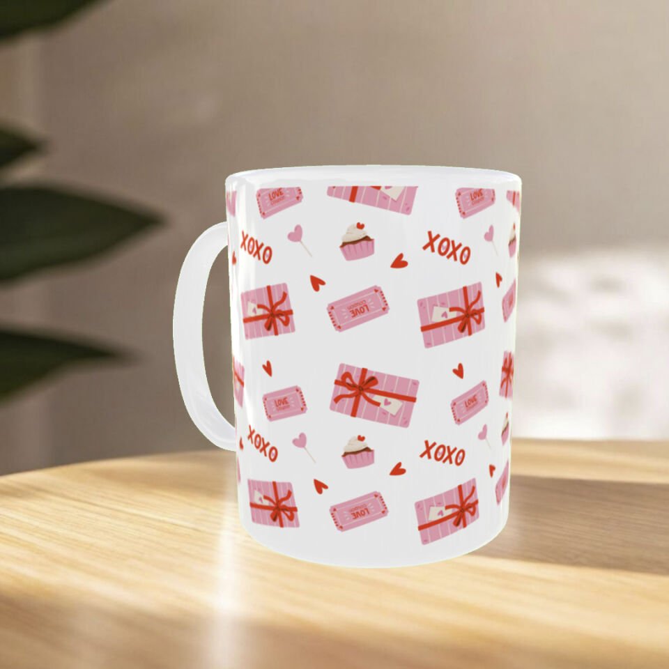 Sevgililer Günü XOXO Desenli Porselen Kupa