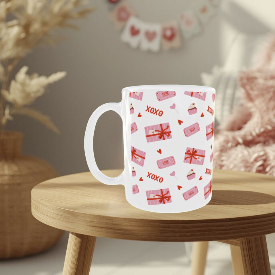 Sevgililer Günü XOXO Desenli Porselen Kupa