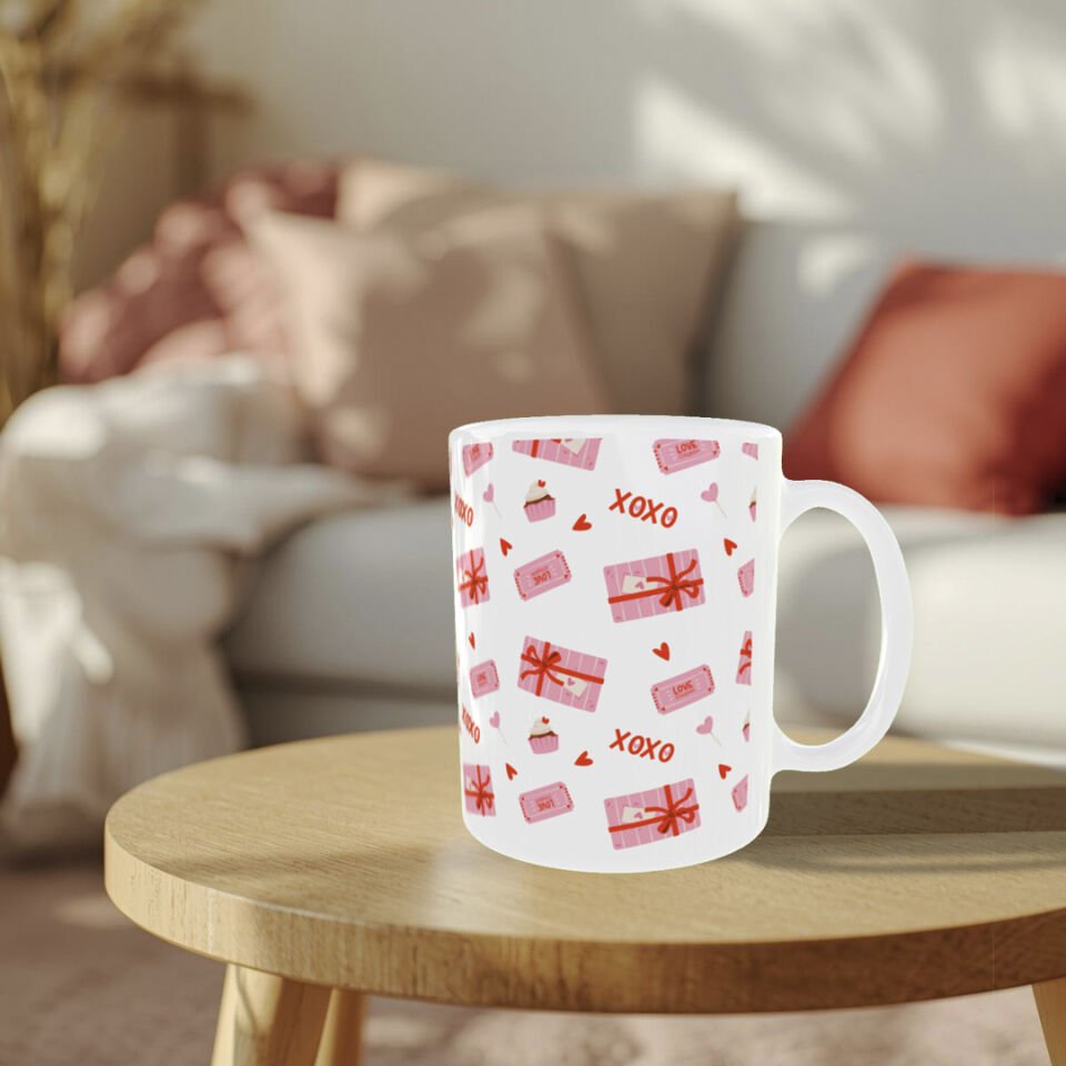 Sevgililer Günü XOXO Desenli Porselen Kupa