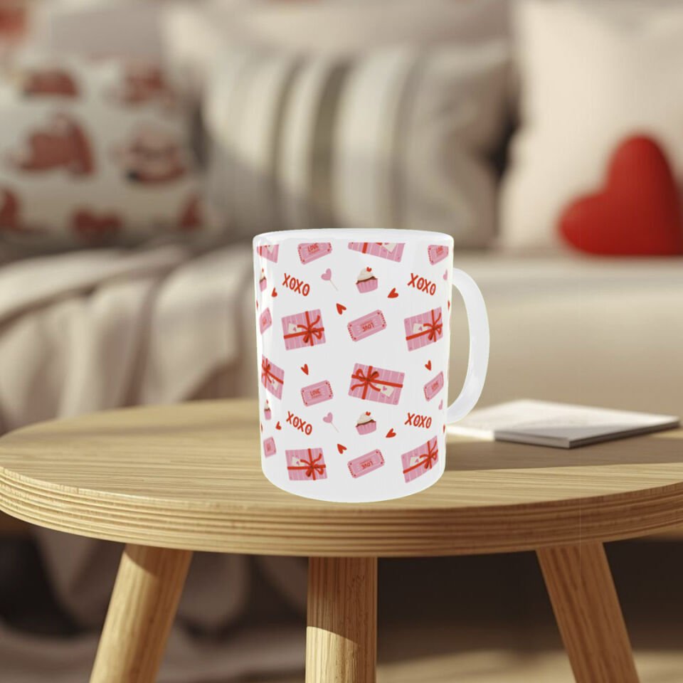 Sevgililer Günü XOXO Desenli Porselen Kupa