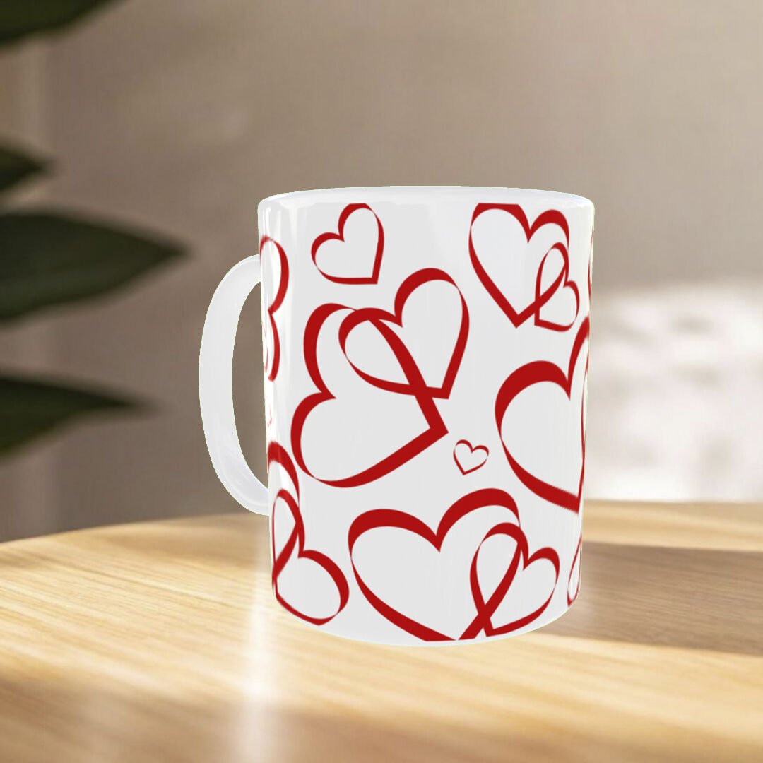 Kırmızı Kalpler – Sevgililer Günü Özel Aşk Temalı Tasarım Kupa