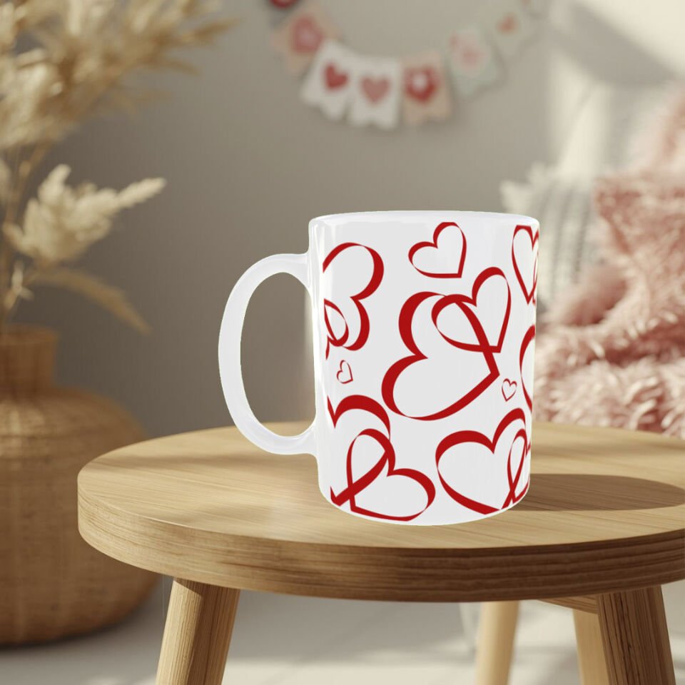 Kırmızı Kalpler – Sevgililer Günü Özel Aşk Temalı Tasarım Kupa