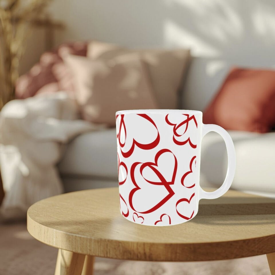 Kırmızı Kalpler – Sevgililer Günü Özel Aşk Temalı Tasarım Kupa