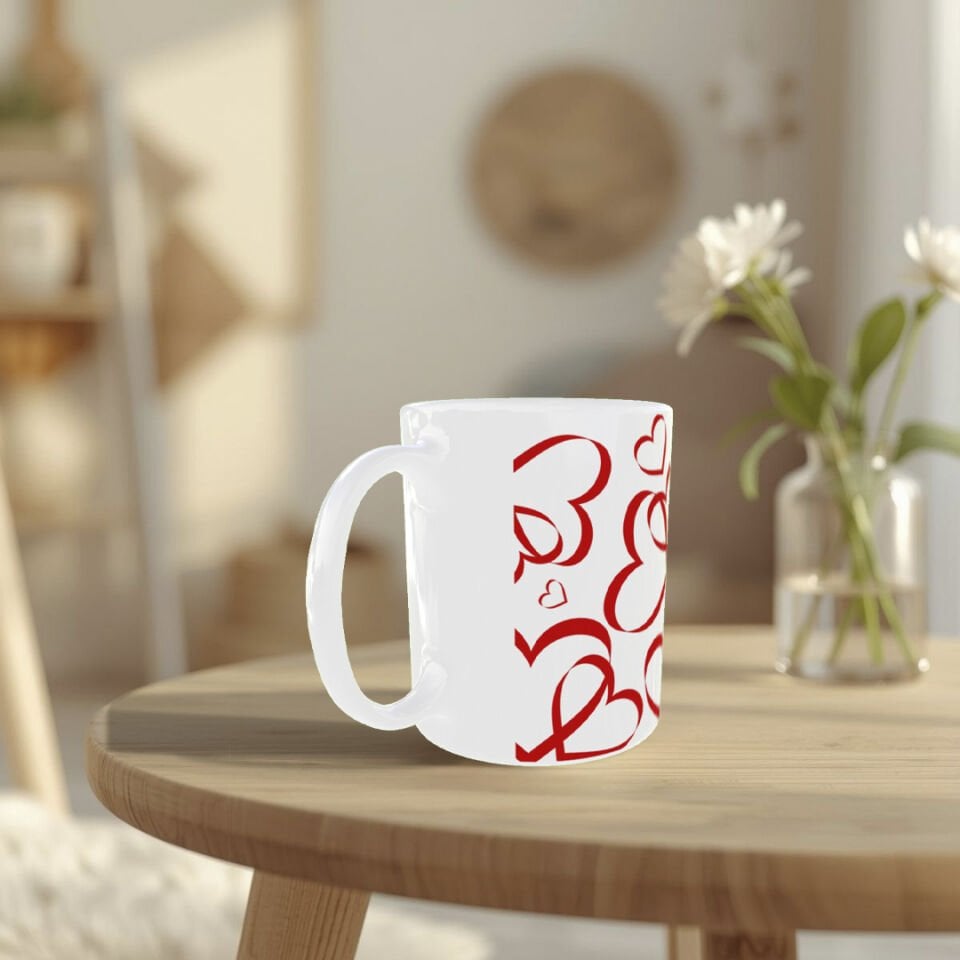 Kırmızı Kalpler – Sevgililer Günü Özel Aşk Temalı Tasarım Kupa