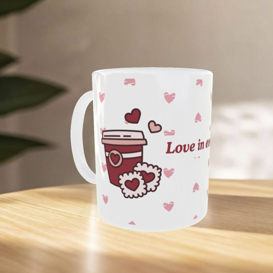 Love in a Cup – Sevgililer Günü Özel Sevimli Kahve Temalı Kupa