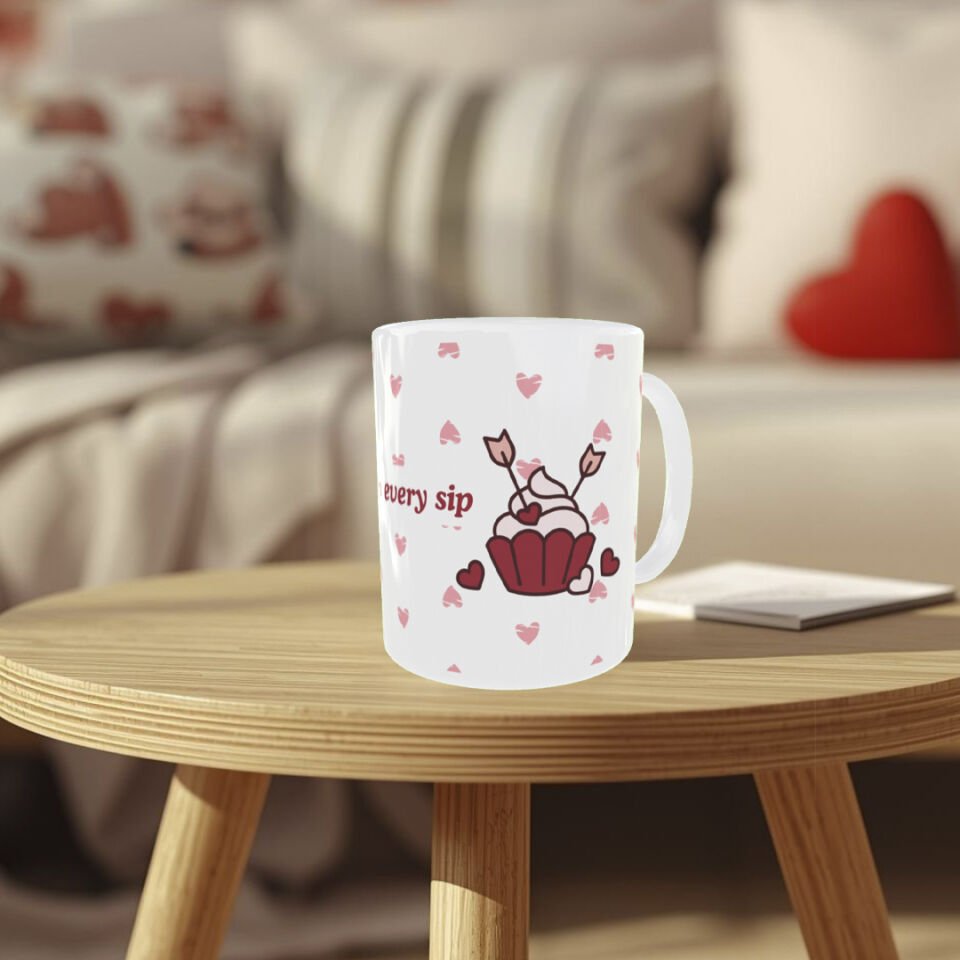 Love in a Cup – Sevgililer Günü Özel Sevimli Kahve Temalı Kupa