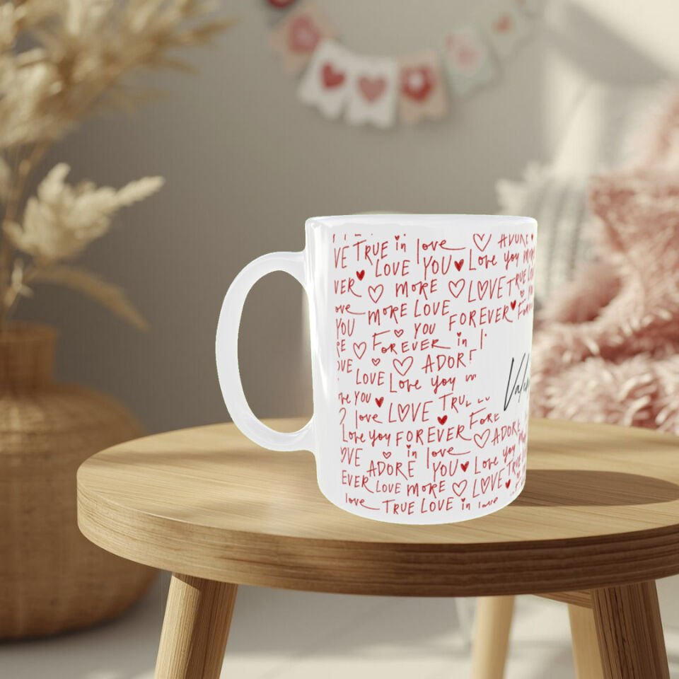Love Forever Yazılı Romantik Sevgililer Günü Kupası