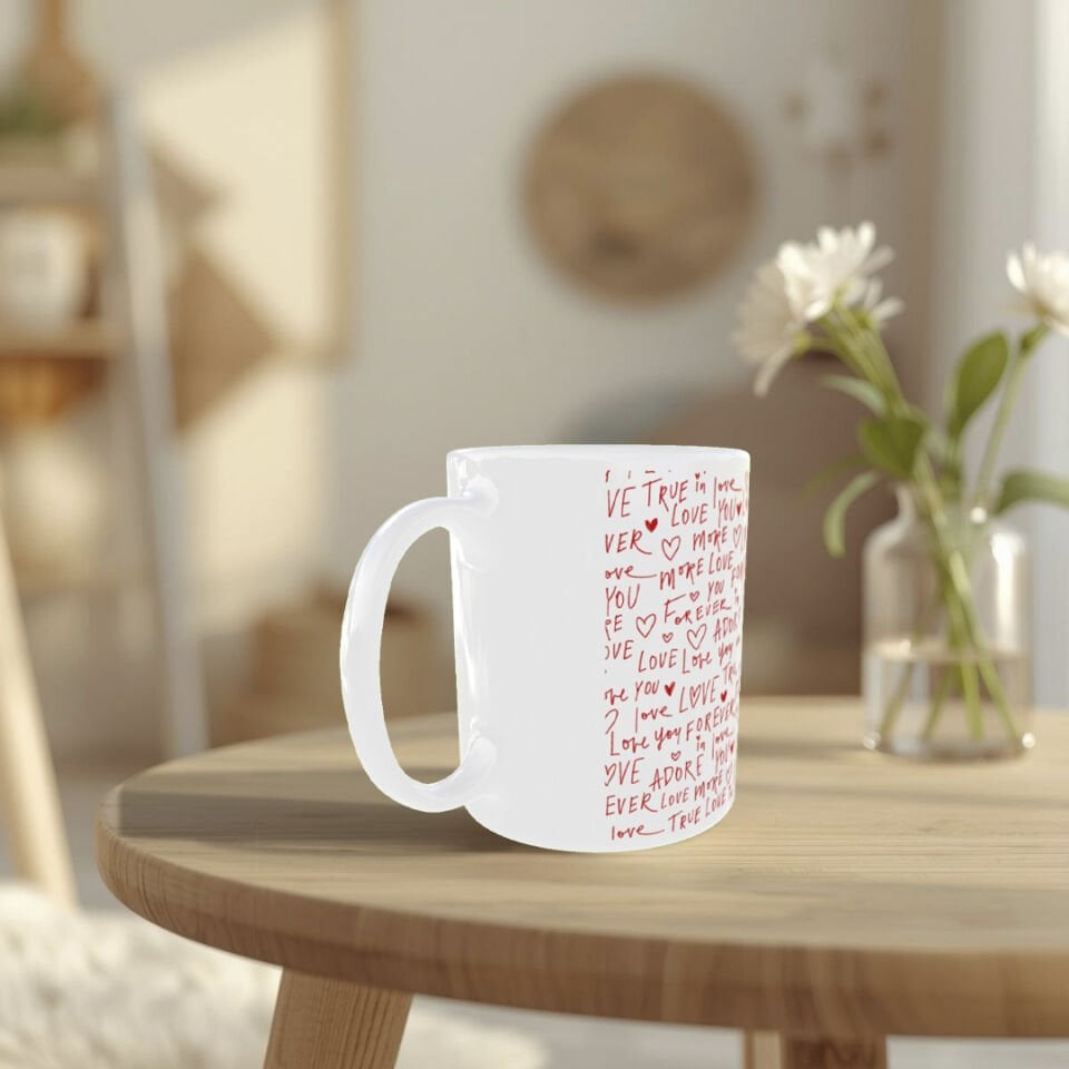 Love Forever Yazılı Romantik Sevgililer Günü Kupası
