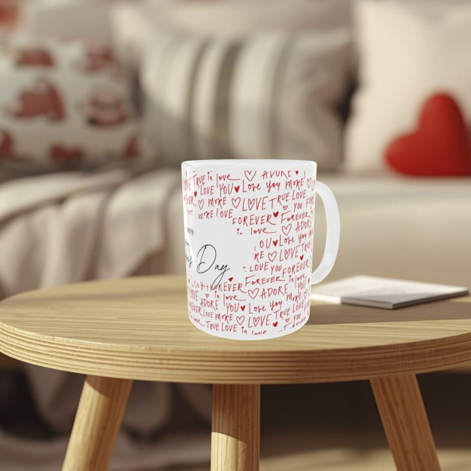 Love Forever Yazılı Romantik Sevgililer Günü Kupası